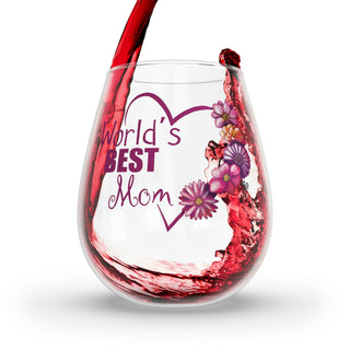Stemless Wine Glass, 11.75oz - World's Best Mom - Digital Art DeCourcy Design