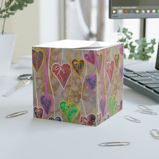 Sticky Note Cube - Hanging Hearts - Acrylic Painting DeCourcy Design