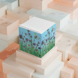 Sticky Note Cube - Wild Flowers - Acrylic Painting DeCourcy Design