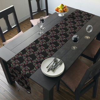 Table Runner - Gumnut Bouquet Black - Digital Art DeCourcy Design