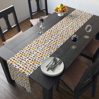 Table Runner - Kooky Kats White - Digital Art DeCourcy Design