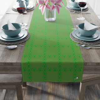 Table Runner - St Patrick's Clover Check Green - Digital Art DeCourcy Design