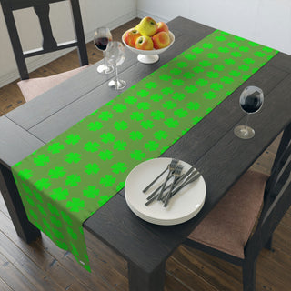 Table Runner - St Patrick's Shamrock Green - Digital Art DeCourcy Design