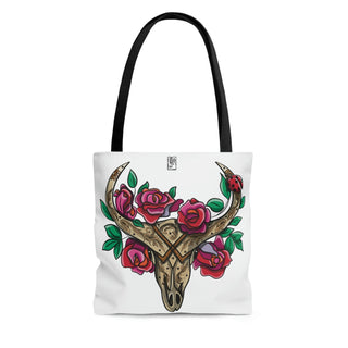 Tote Bag - Cow Skull & Flowers - Digital Art DeCourcy Design