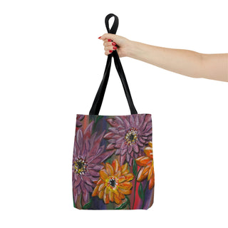 Tote Bag - Flowers And Stripes - Acrylic Painting DeCourcy Design