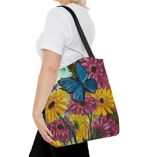 Tote Bag - Gerberas And Butterflies - Acrylic Painting DeCourcy Design