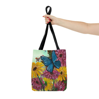 Tote Bag - Gerberas And Butterflies - Acrylic Painting DeCourcy Design