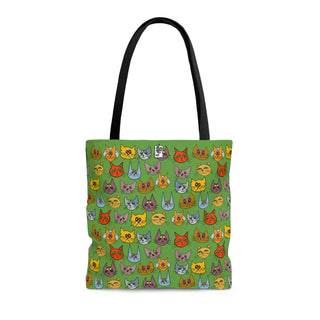 Tote Bag - Kooky Kats Green - Digital Art DeCourcy Design