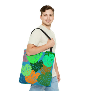 Tote Bag - Monstera Turquoise - Digital Art DeCourcy Design