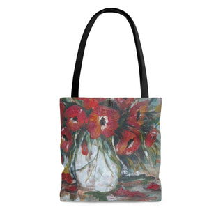 Tote Bag - Poppies in Vase - Acrylic Painting DeCourcy Design