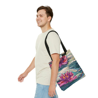 Tote Bag - Water Lillies - Acrylic Painting DeCourcy Design