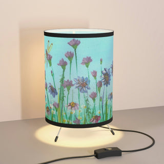 Tripod Lamp with Printed Shade, US\CA plug - Wild Flowers - Acrylic Painting - DeCourcy Design