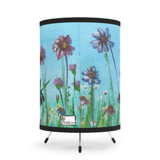 Tripod Lamp with Printed Shade, US\CA plug - Wild Flowers - Acrylic Painting - DeCourcy Design