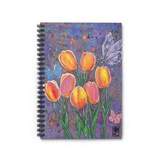 Tulips - Gouache Painting - Spiral Notebook - Ruled Line DeCourcy Design