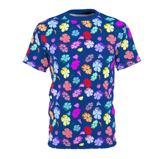 Unisex T-Shirt - Falling Flowers Dark Blue - Digital Art DeCourcy Design