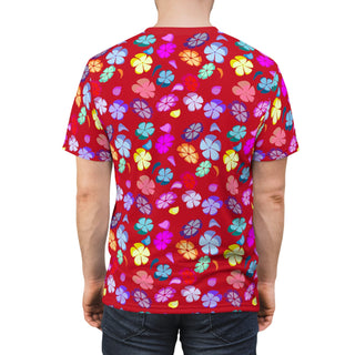 Unisex T-Shirt - Falling Flowers Dark Red - Digital Art DeCourcy Design