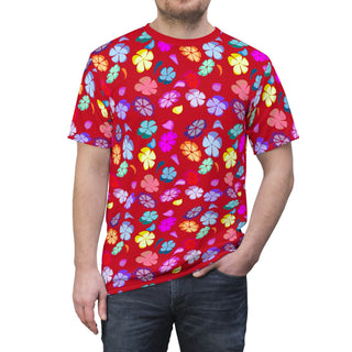 Unisex T-Shirt - Falling Flowers Dark Red - Digital Art DeCourcy Design