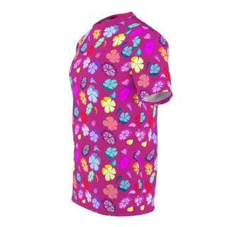 Unisex T-Shirt - Falling Flowers Hot Pink - Digital Art DeCourcy Design