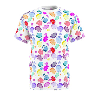 Unisex T-Shirt - Falling Flowers White - Digital Art DeCourcy Design