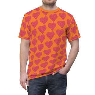 Unisex T-Shirt - Hearts Orange - Digital Art DeCourcy Design