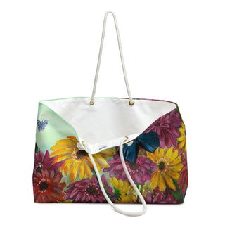 Weekender Bag - Gerberas & Butterflies - Acrylic Painting DeCourcy Design