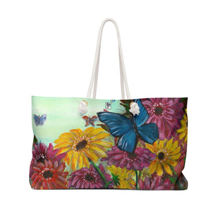 Weekender Bag - Gerberas & Butterflies - Acrylic Painting DeCourcy Design