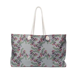 Weekender Bag - Gumnut Bouquet Grey - Digital Art DeCourcy Design