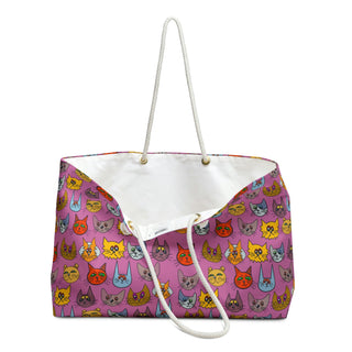 Weekender Bag - Kooky Kats Pink - Digital Art DeCourcy Design