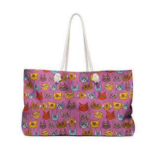 Weekender Bag - Kooky Kats Pink - Digital Art DeCourcy Design