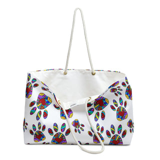 Weekender Bag - Pretty Paws White - Digital Art DeCourcy Design