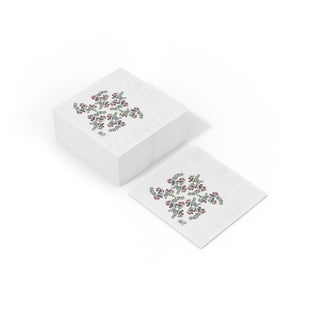 White Coined Napkin Packs 50/100 - Gumnut Bouquet White - Digital Art DeCourcy Design