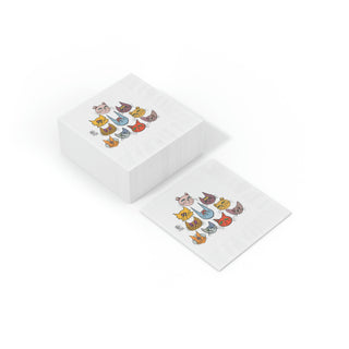 White Coined Napkin Packs 50/100 - Kooky Kats Pyramid - Digital Art DeCourcy Design