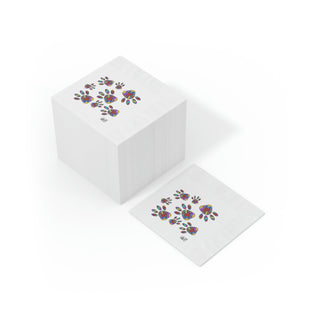 White Coined Napkin Packs 50/100 - Pretty Paws White - Digital Art DeCourcy Design