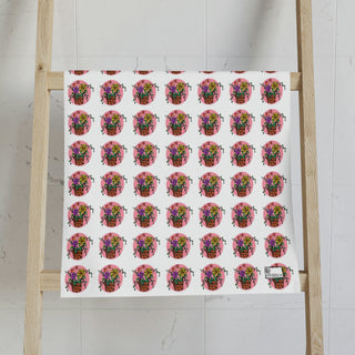 Yoga Hand Towel - Flowerpots - Digital Art DeCourcy Design
