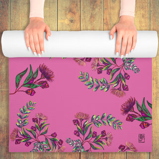 Foam Yoga Mat - Gumnut Bouquet Pink - Digital Art